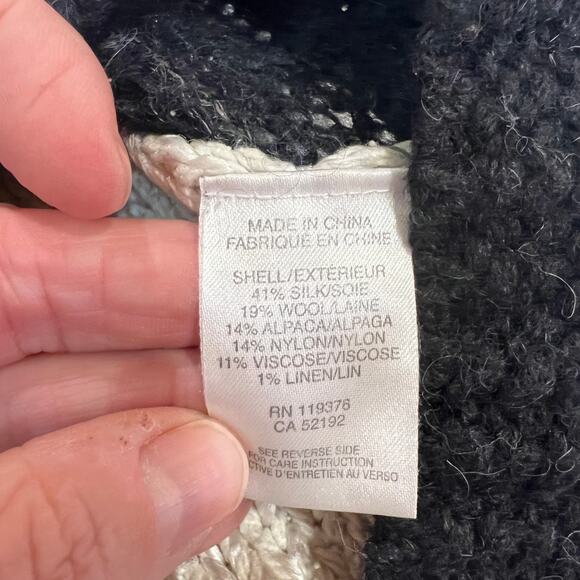 Helmut Lang silk wool alpaca blend turtleneck sweater black ivory small - Picture 7 of 9